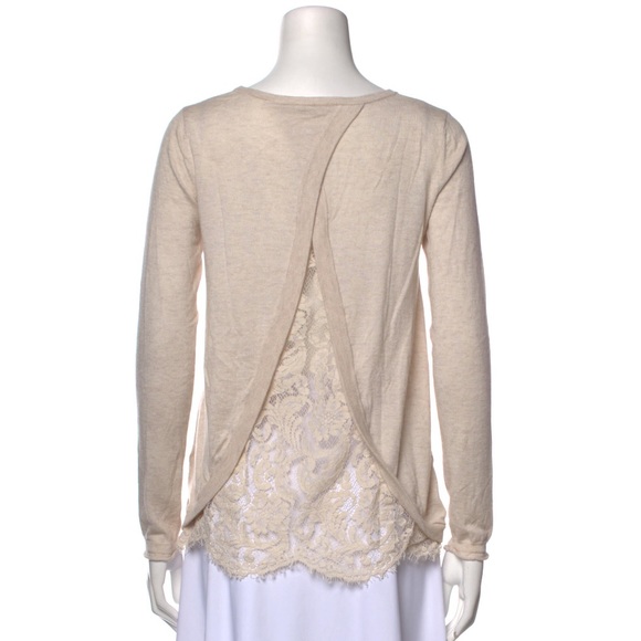 NWOT joie sweater cashmere wool beige with lace detail XXS - Picture 2 of 2